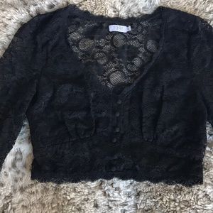 Tobi lace black crop top